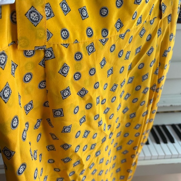 Jones New York High Waist Mustard Patterned Midi Skirt 12 Vintage - Picture 16 of 16